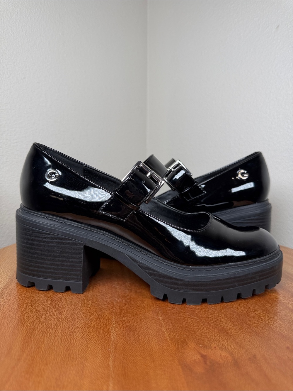 GBG Los Angeles Black Patent Chunky Platform Mary Janes Size 8.5